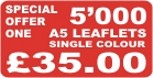 A5 Single Colour Leaflet Printing Offer