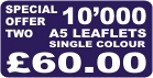 A5 Single Colour Leaflet Printing Offer